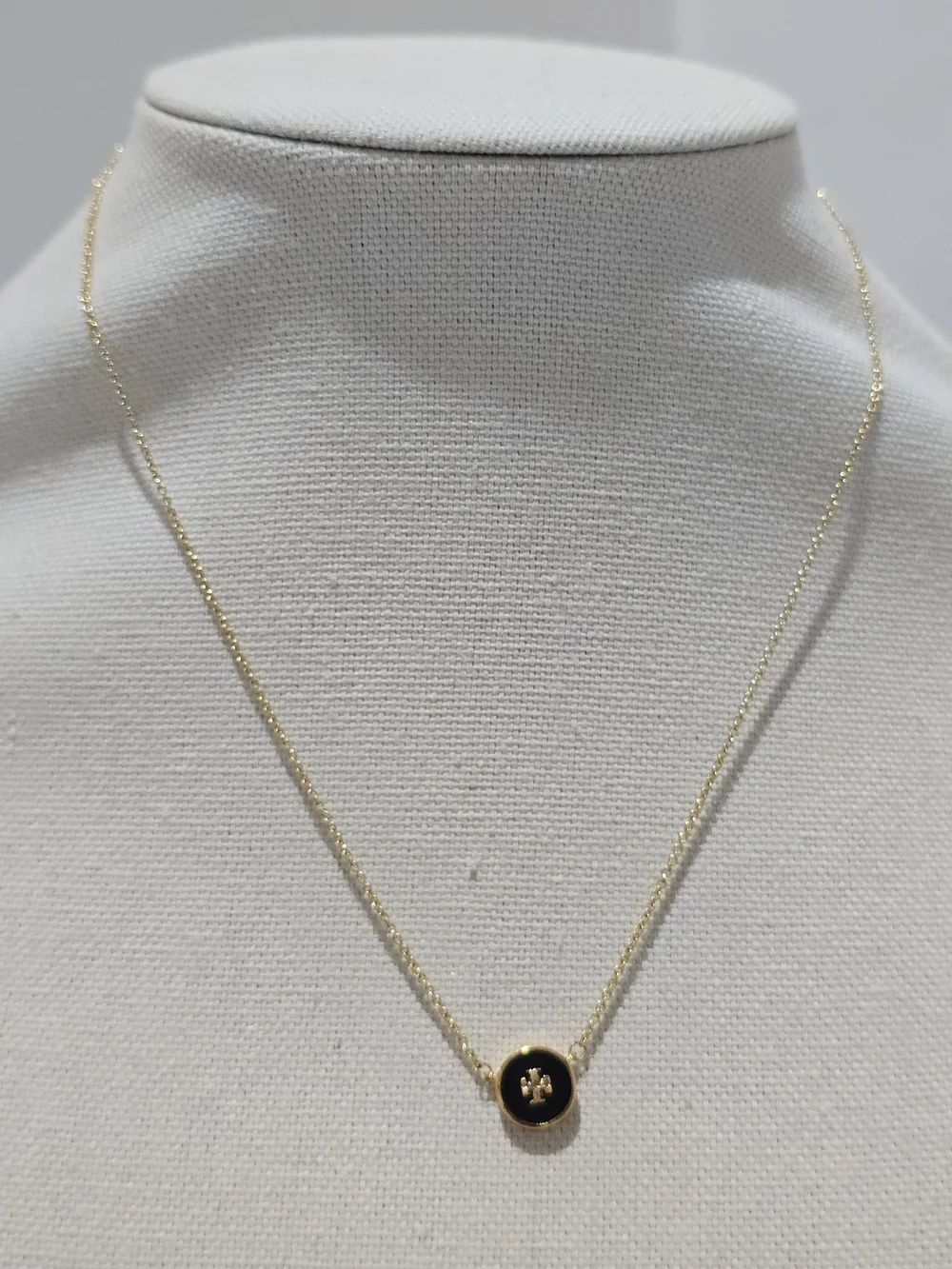 Tory Burch Logo Necklace Gold Black